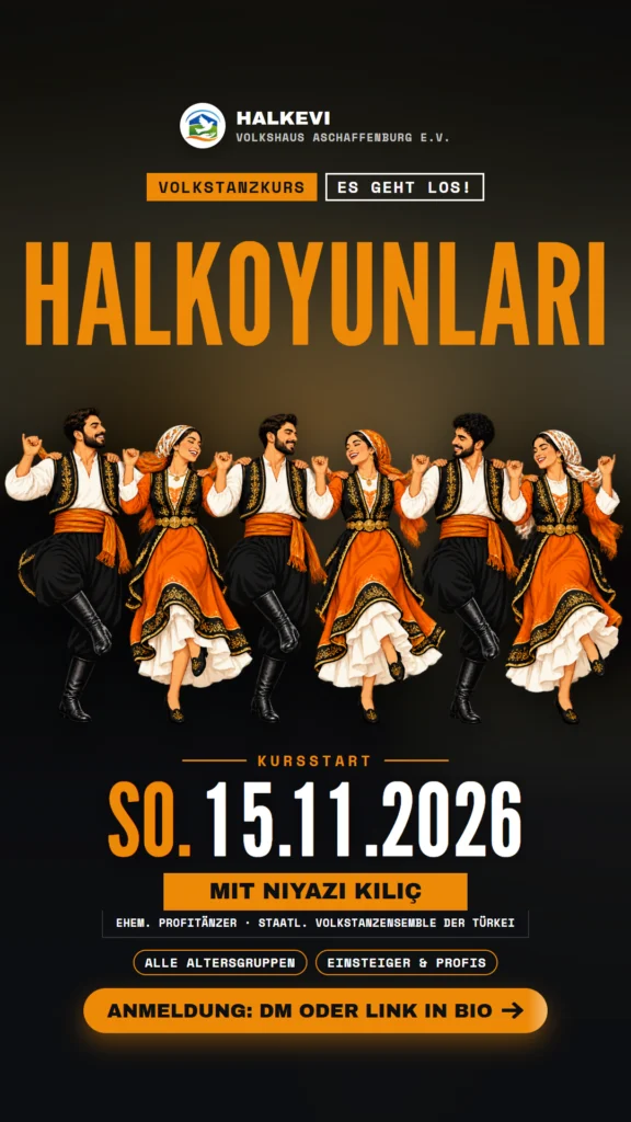 Plakat Volkstanzkurs Halkoyunları: Kursstart Sonntag, 15.11.2026, mit Niyazi Kılıç
